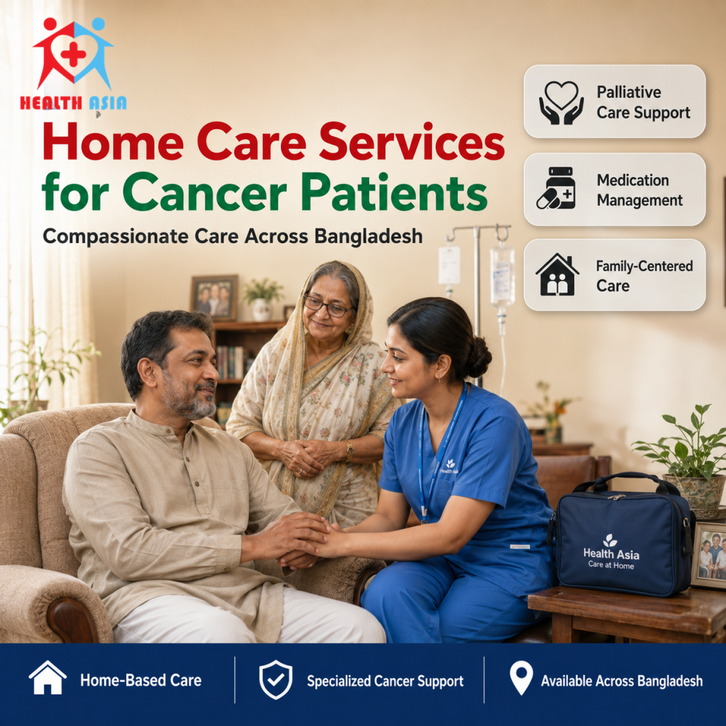 Home care services for cancer patients in Bangladesh offering pain management, chemotherapy assistance, and emotional support at home