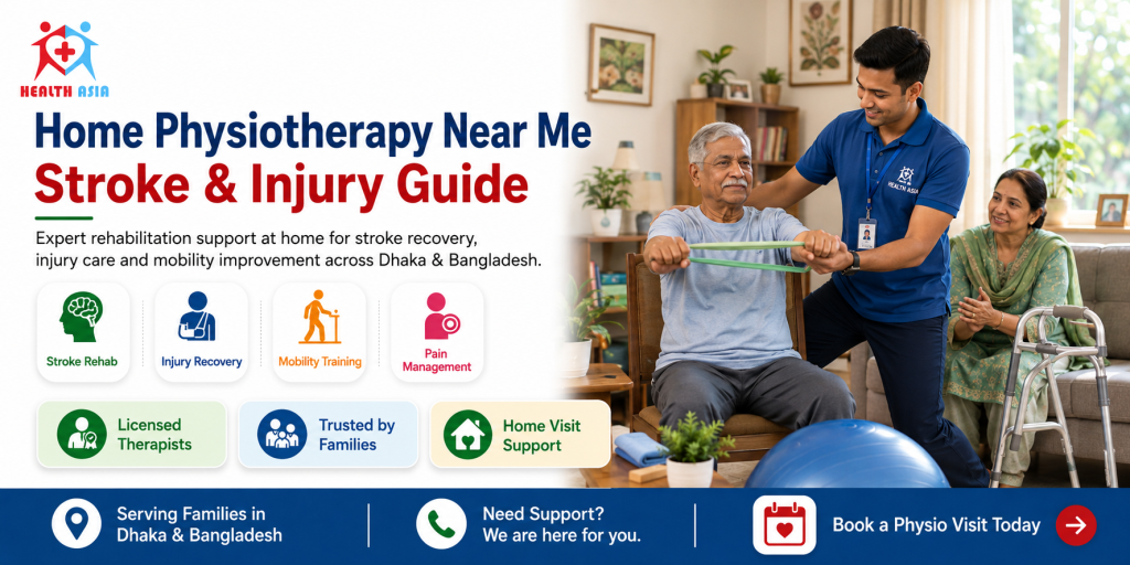physical therapist helping a patient recover, representing the Home Physiotherapy Near Me: Stroke & Injury Guide